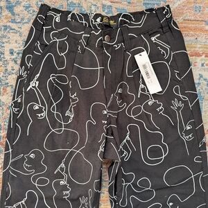 Black Graphic Print Pants